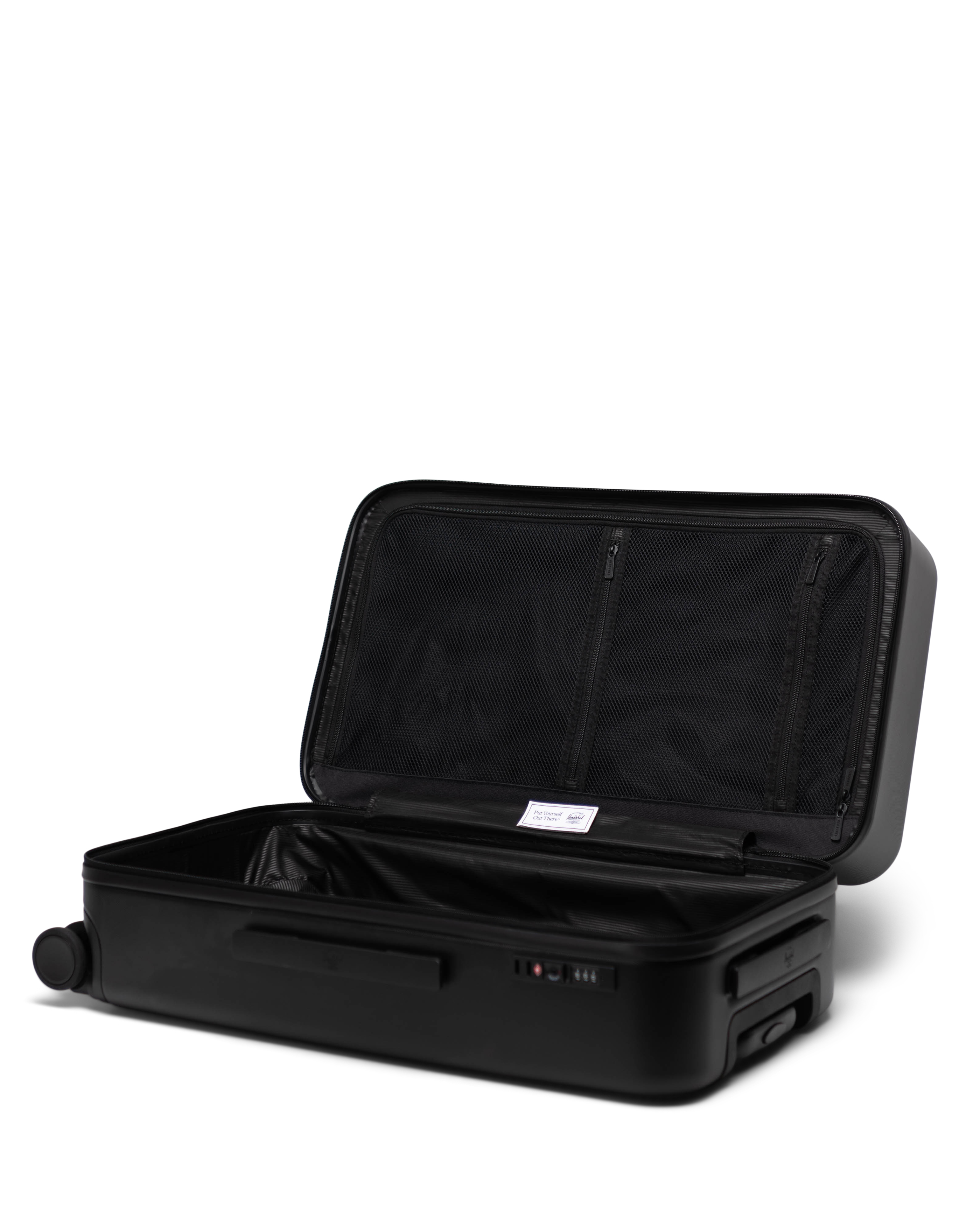 Herschel Heritage Hardshell Medium Luggage dimensions and specifications chart. Internal dimensions: 27.17" H x 15.75" W x 11.81" D. Weight: 9 lb.