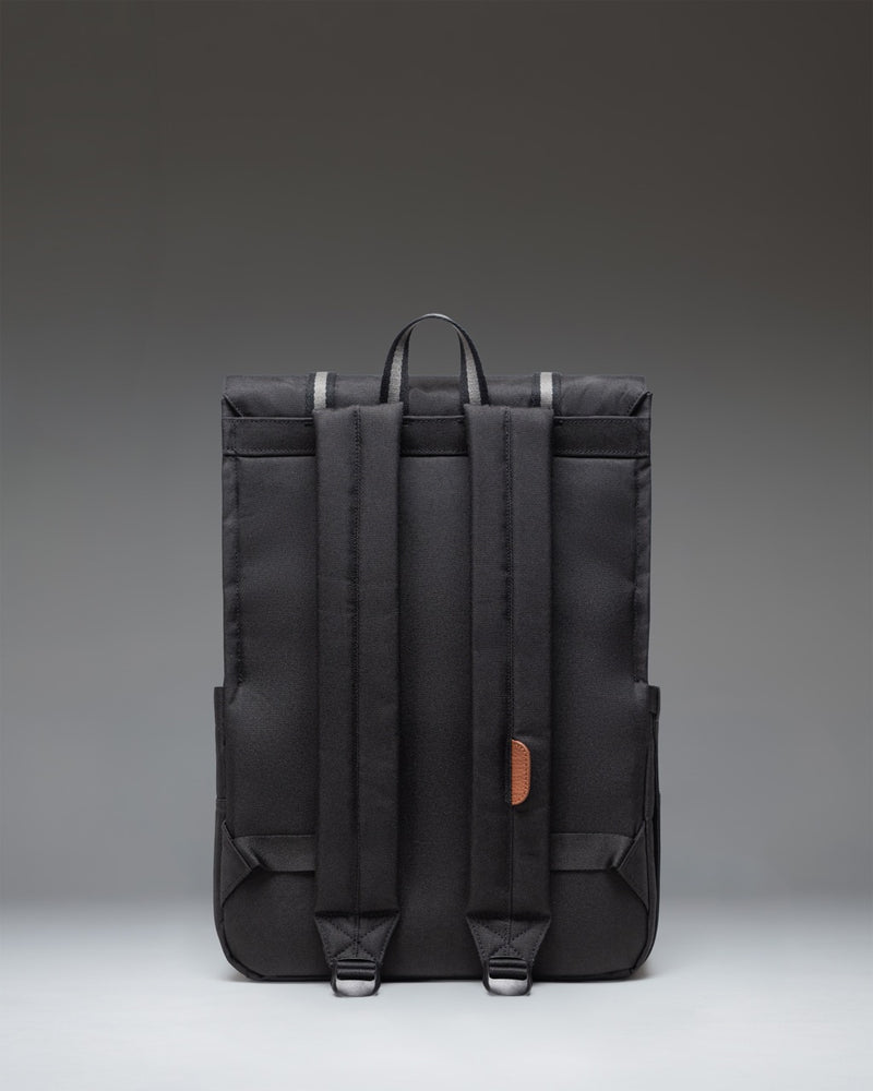 Herschel Survey Backpack in Patches Black, showing the back panel, padded shoulder straps, and a top haul handle.
