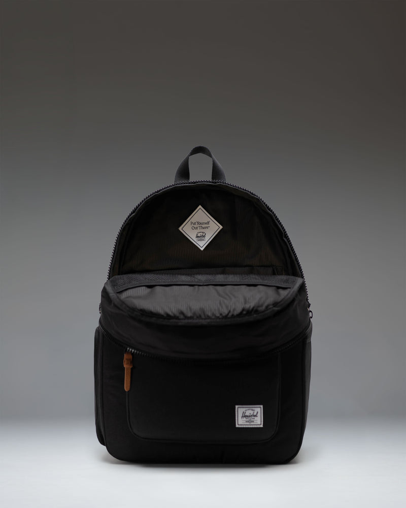 Herschel Supply Co. Settlement Backpack Diaper Bag in black, showing a detailed view of the exterior.