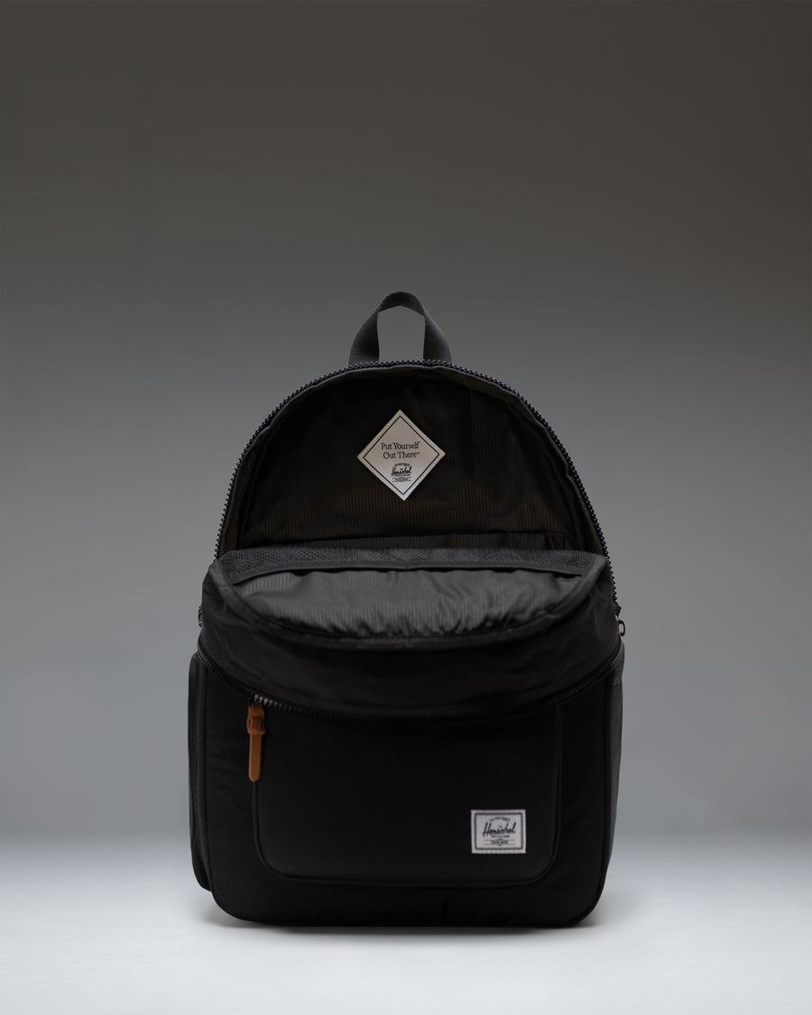 Herschel Supply Co. Settlement Backpack Diaper Bag in black, showing a detailed view of the exterior.
