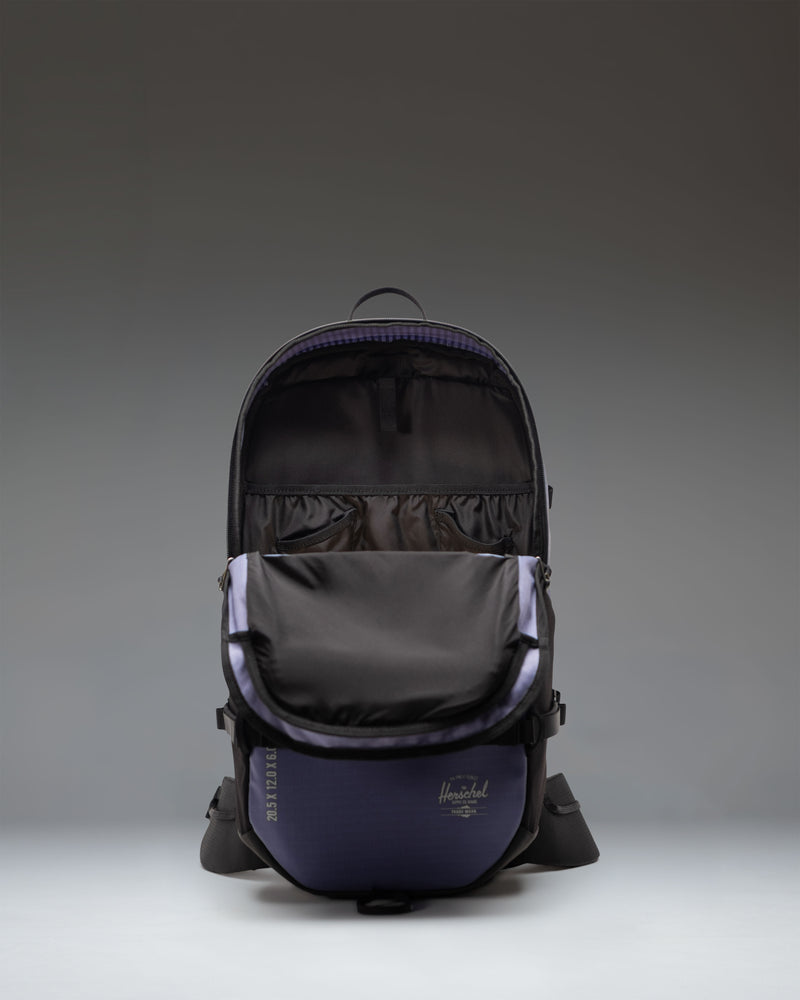 Herschel Supply Co. All Season Backpack 29L in Heron/Black, featuring a durable double-ripstop design with technical outdoor strap systems.