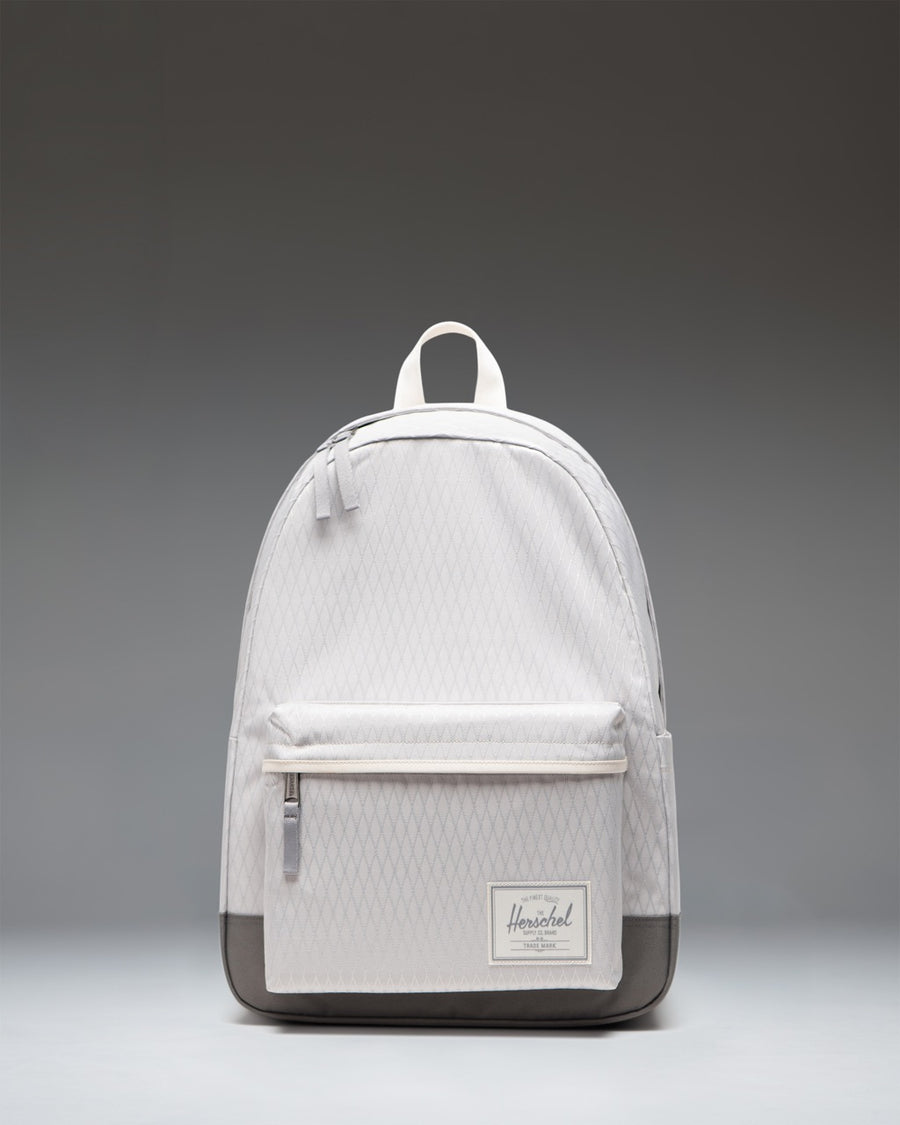 Herschel Classic XL Backpack in Vapor Diamond and Charcoal Gray, showing the front view with its main compartment and front pocket.
