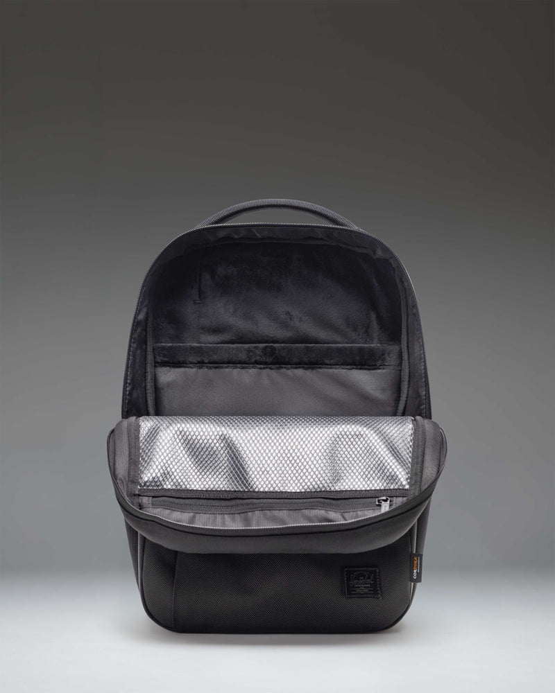 Black Herschel Supply Co. Kaslo Daypack Tech Cordura backpack.