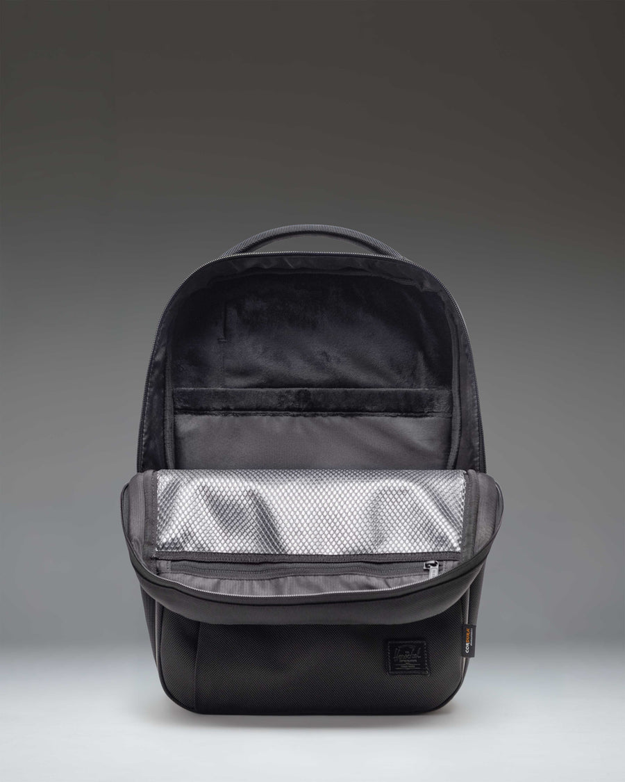 Black Herschel Supply Co. Kaslo Daypack Tech Cordura backpack.
