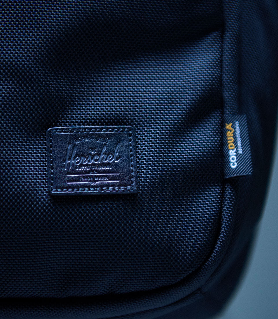 Herschel Kaslo Backpack Tech Cordura size guide chart. Dimensions: Height 18.50", Width 12.00", Depth 8.00", Volume 30L.