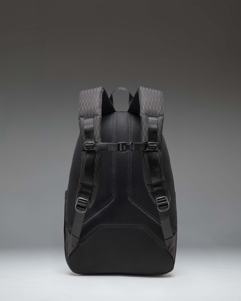 Herschel Kingston Backpack in Black Diamond/Black, showing the front view of the structured everyday bag.