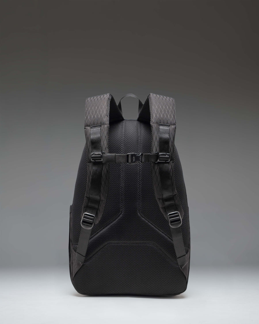 Herschel Kingston Backpack in Black Diamond/Black, showing the front view of the structured everyday bag.