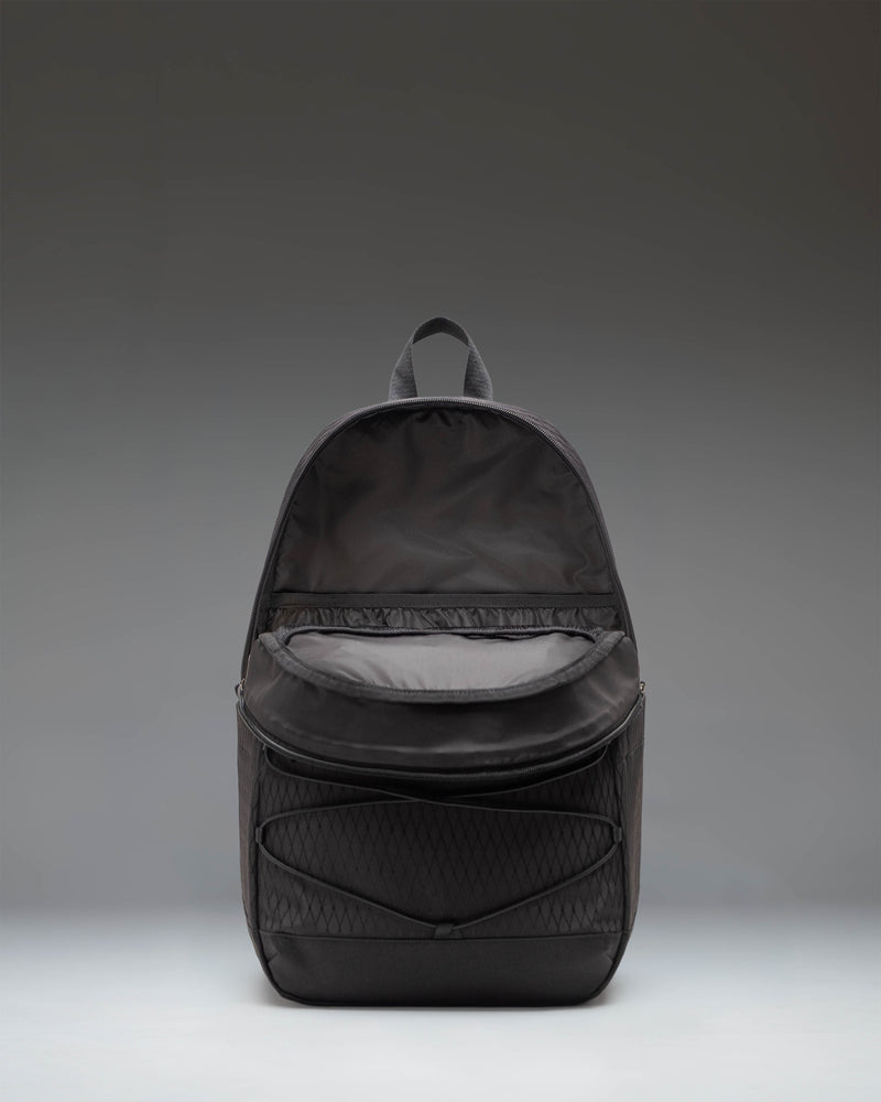 Herschel Kingston Backpack in Black Diamond/Black, showcasing its modern design and durable fabric.