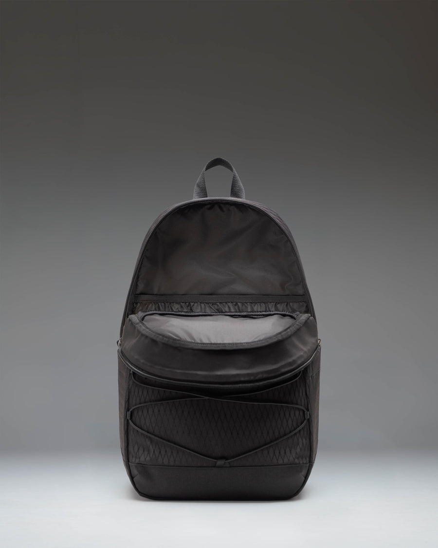 Herschel Kingston Backpack in Black Diamond/Black, showcasing its modern design and durable fabric.