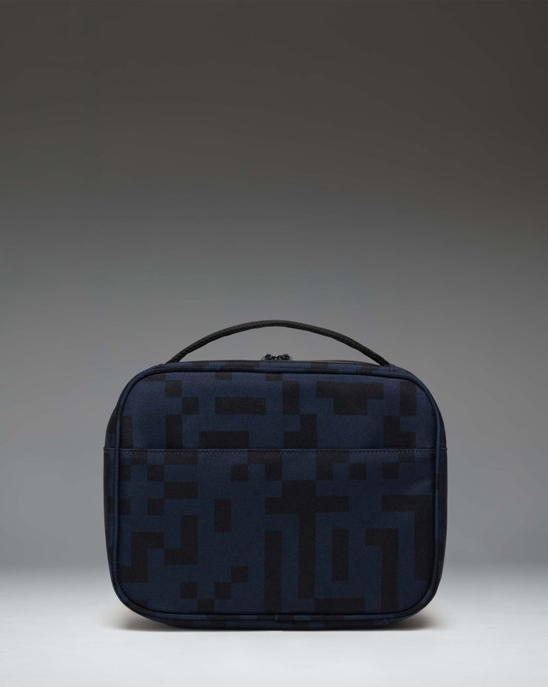 Minecraft Pop Quiz Lunch Box Little Herschel in Enderman color showing the back side with an ID label.