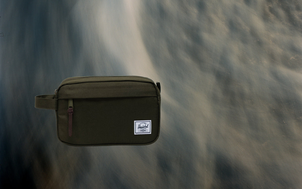 Herschel Supply Co. Chapter Travel Kit in Ivy Green shown from a front angle.