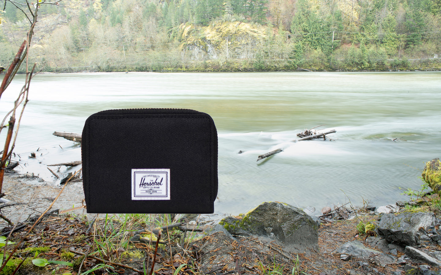 Herschel Supply Co. Tyler Wallet in classic black, showing a sleek, compact design perfect for everyday essentials.