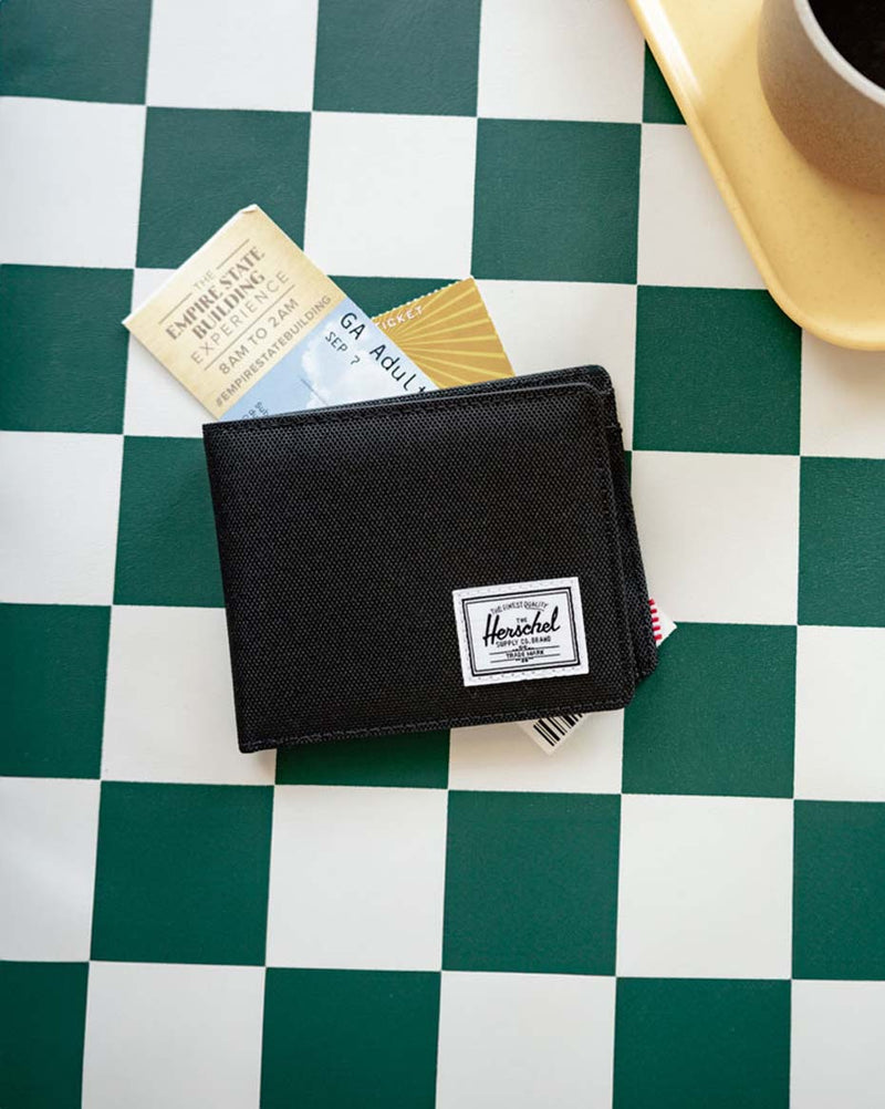 Black Herschel Supply Co. Roy Coin Wallet lifestyle mobile view.