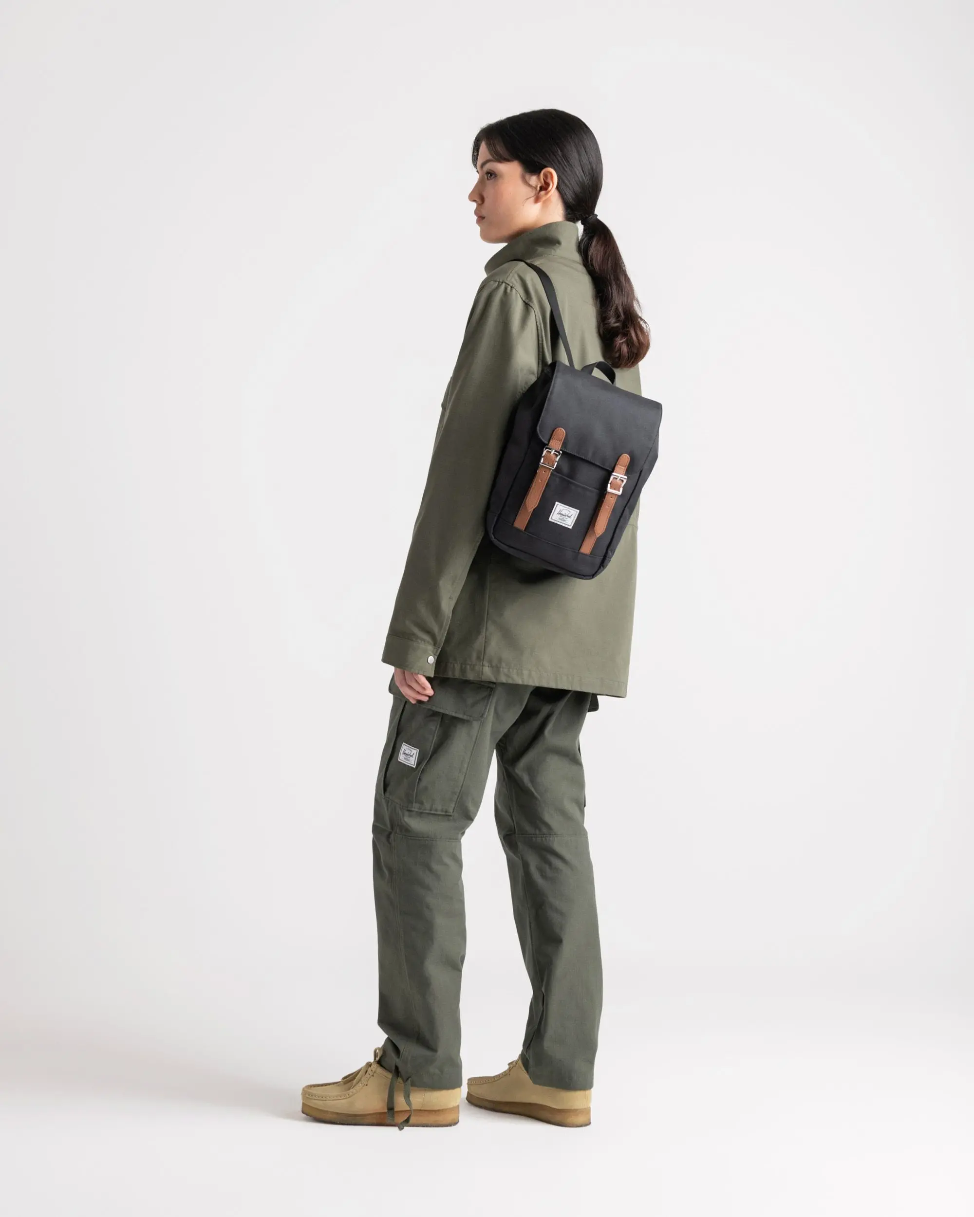 Herschel supply co retreat backpack in black with rubberised straps outlet