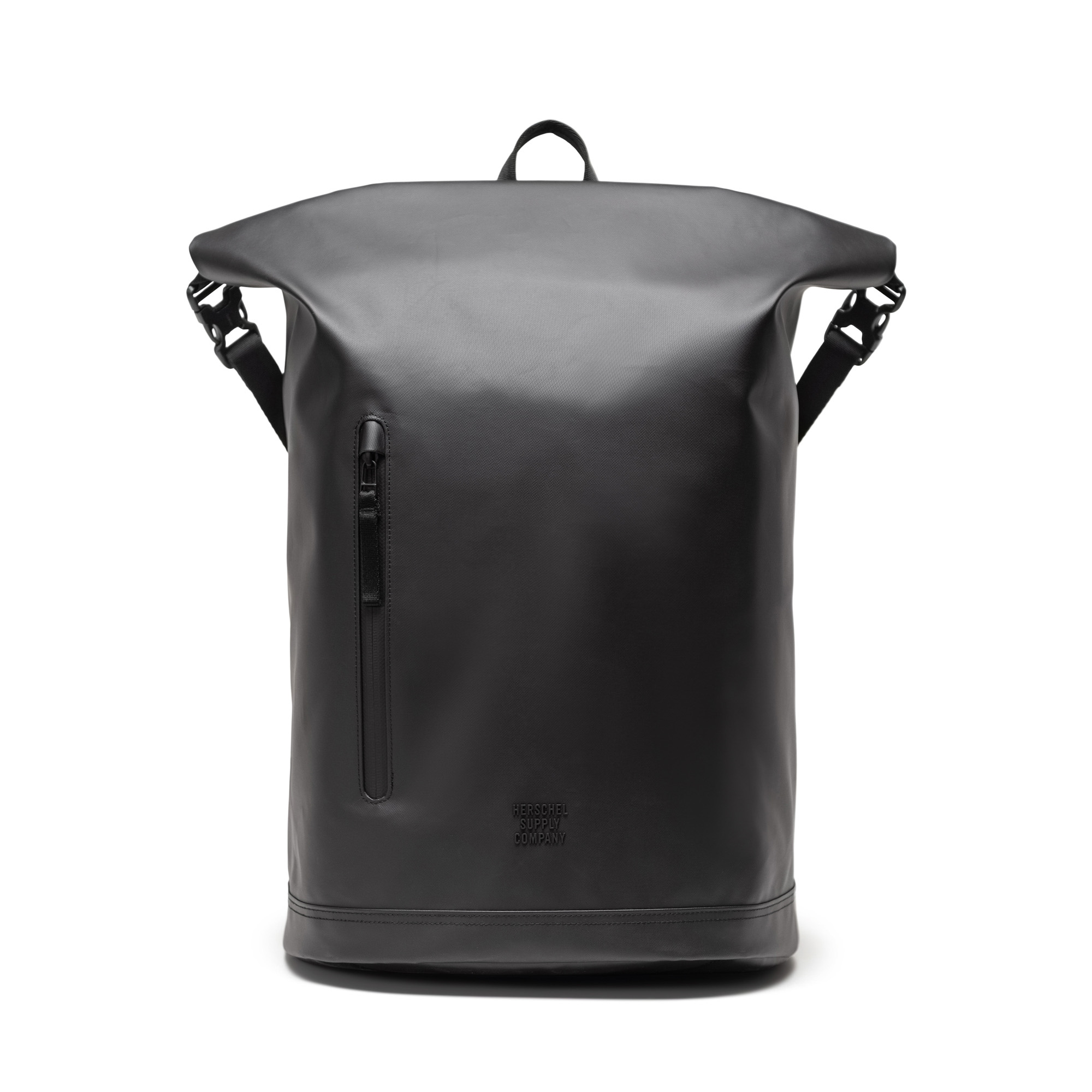 An image of the Roll Top Backpack Weather Resistant in Black.